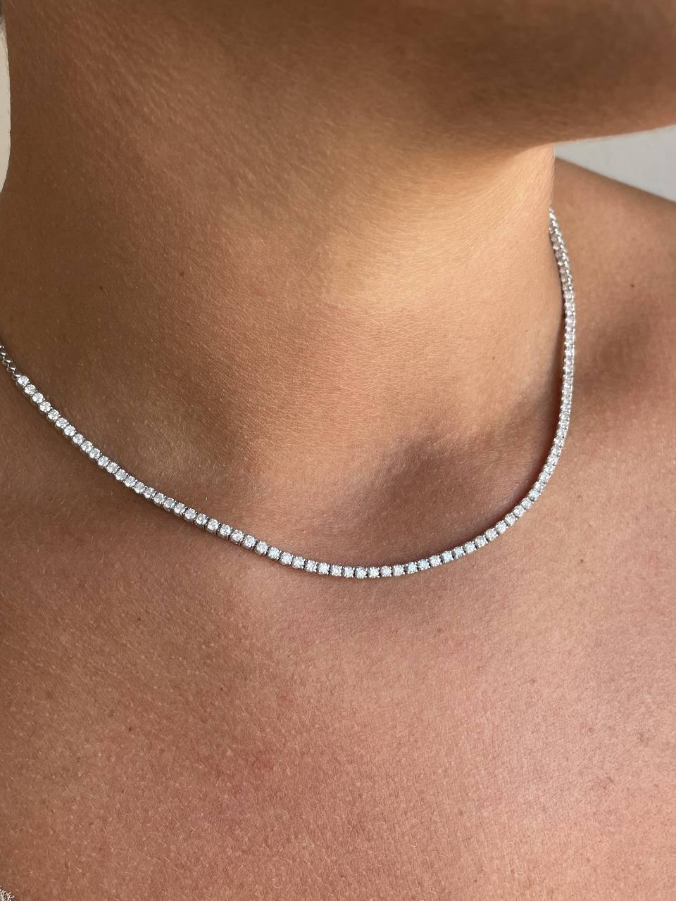 MENDE riviere choker with diamond in 18k white gold.