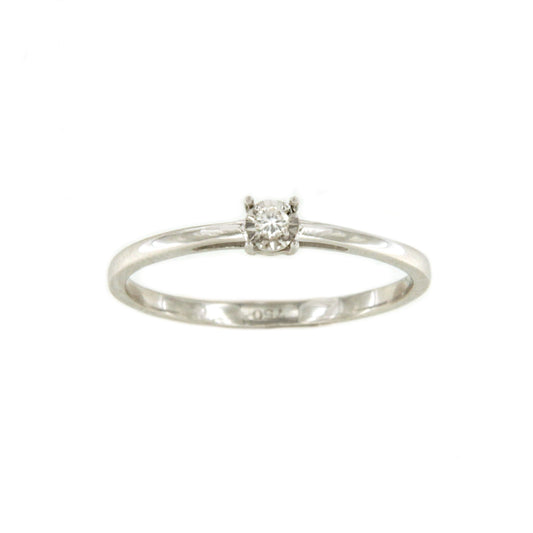BREST solitaire diamond ring in 18 karat white gold.