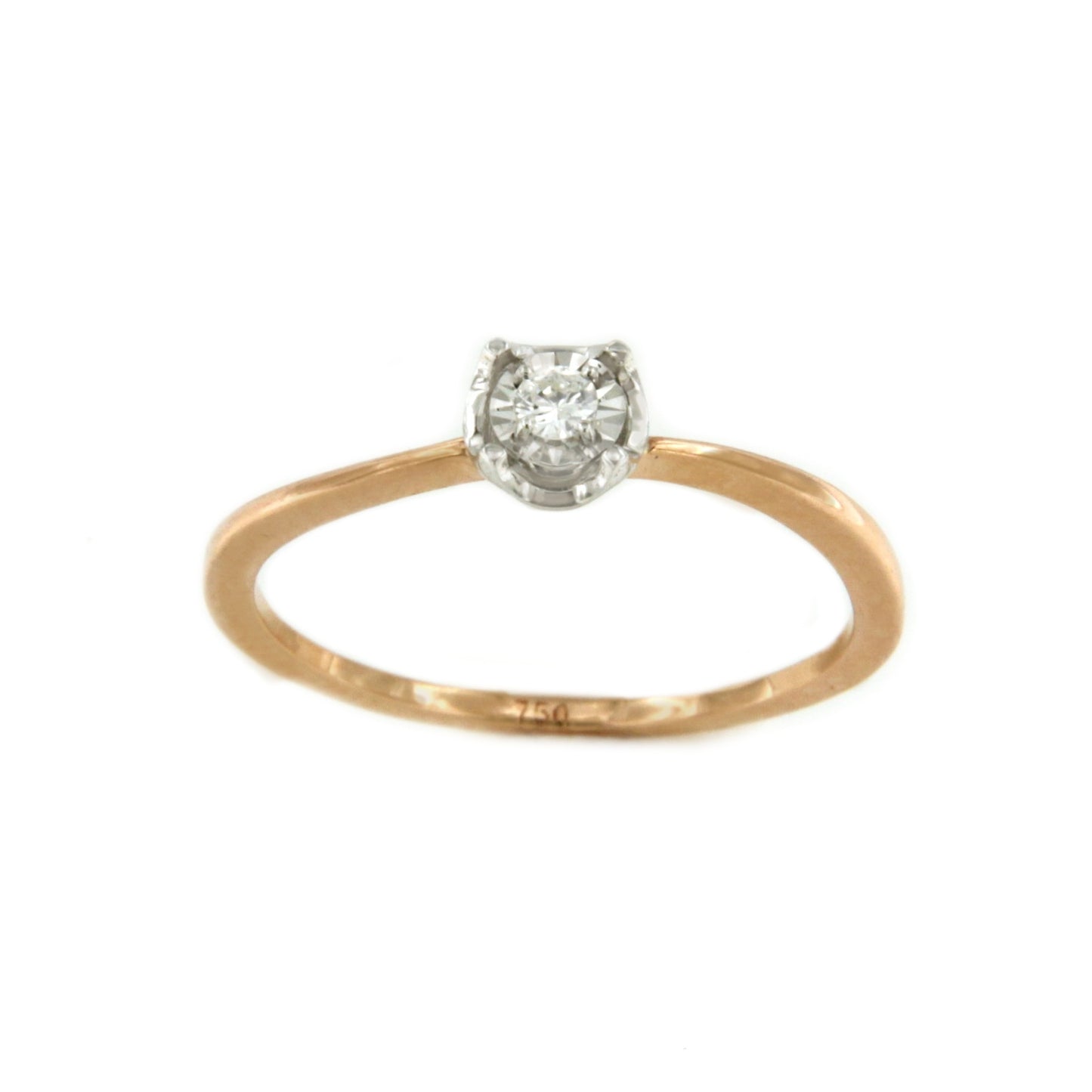BIARRITZ solitaire ring with brilliant-cut diamond in 18k rose gold.