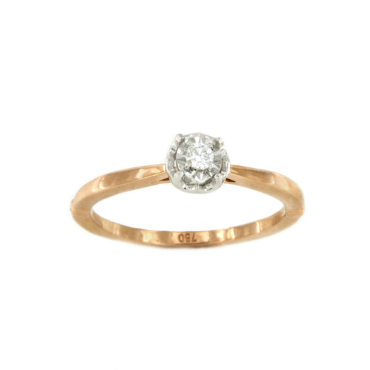 AVIGNON solitaire ring with brilliant-cut diamond in 18k rose gold.