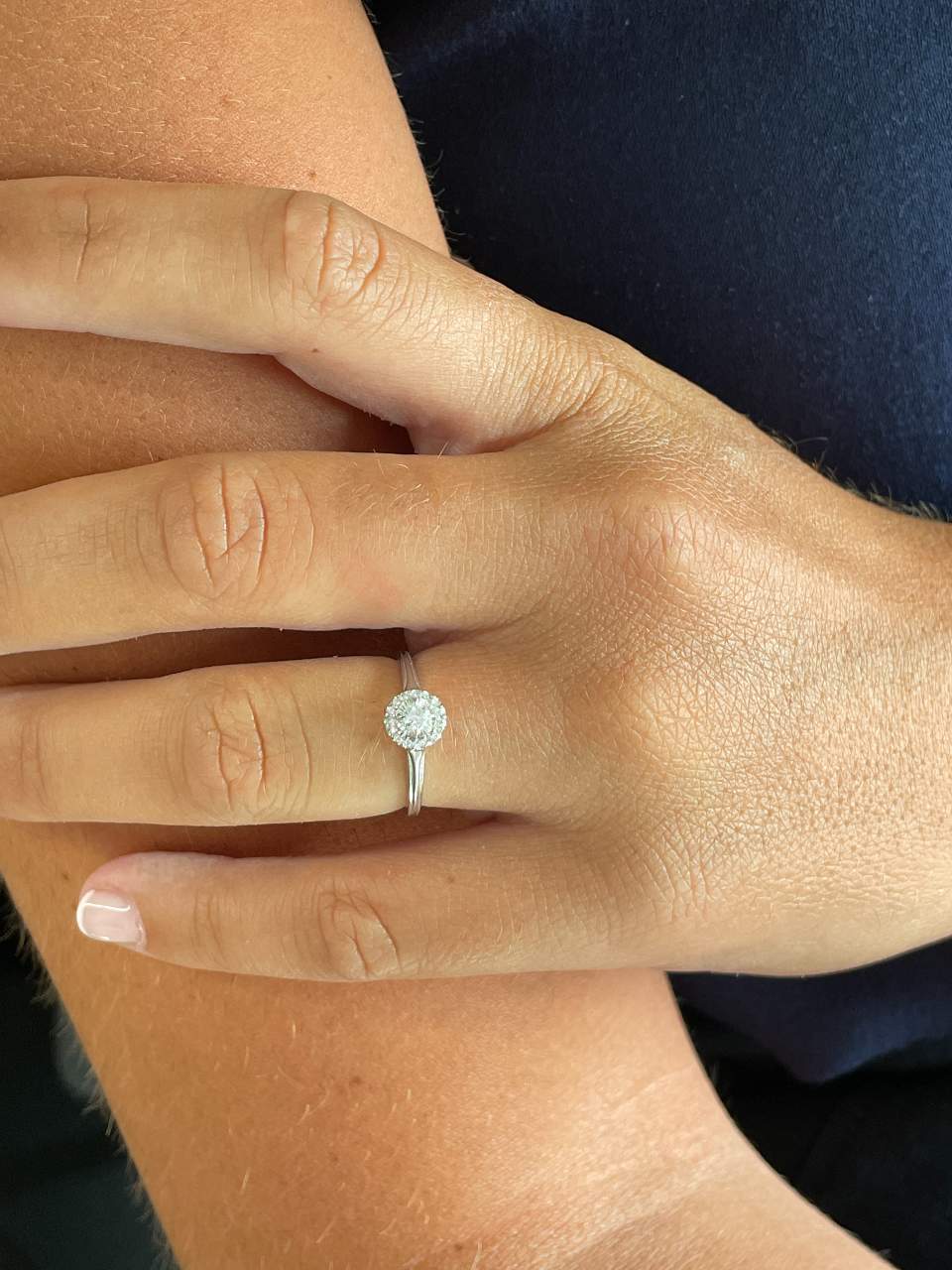 SENS solitaire ring with diamonds in 18-karat white gold