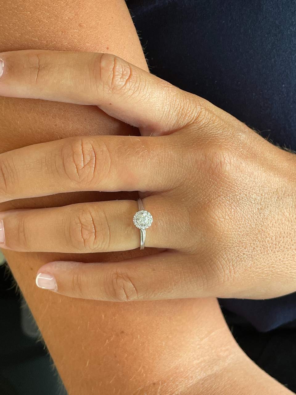 SENS solitaire ring with diamonds in 18-karat white gold