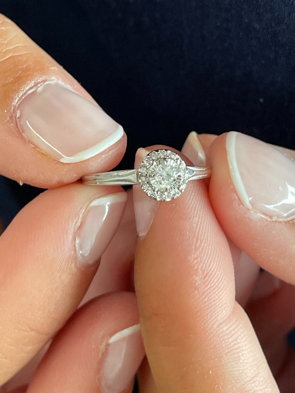 SENS solitaire ring with diamonds in 18-karat white gold