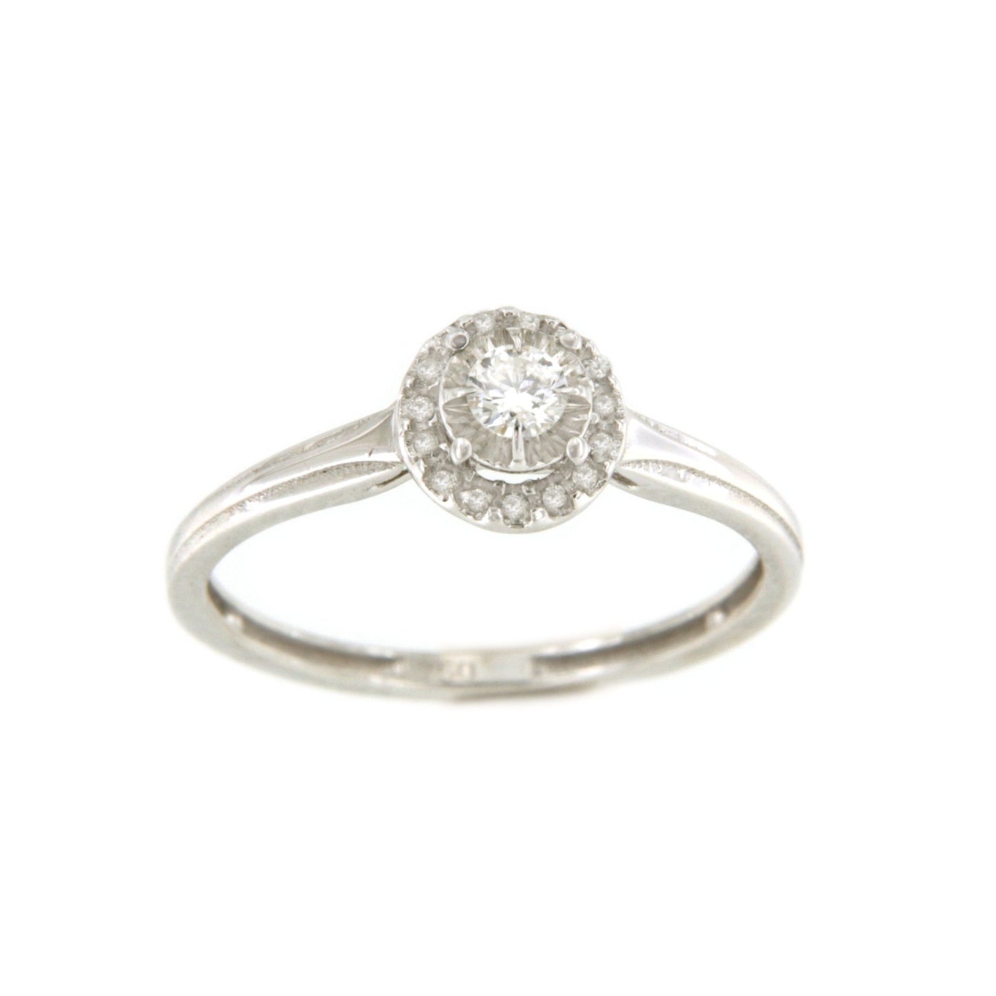 SENS solitaire ring with diamonds in 18-karat white gold