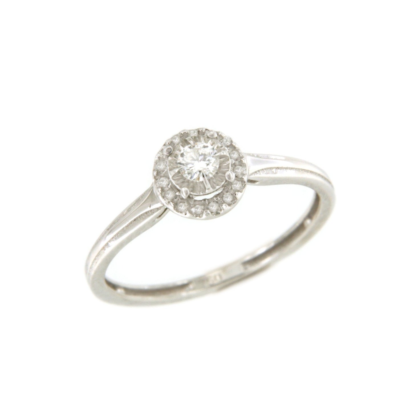 SENS solitaire ring with diamonds in 18-karat white gold