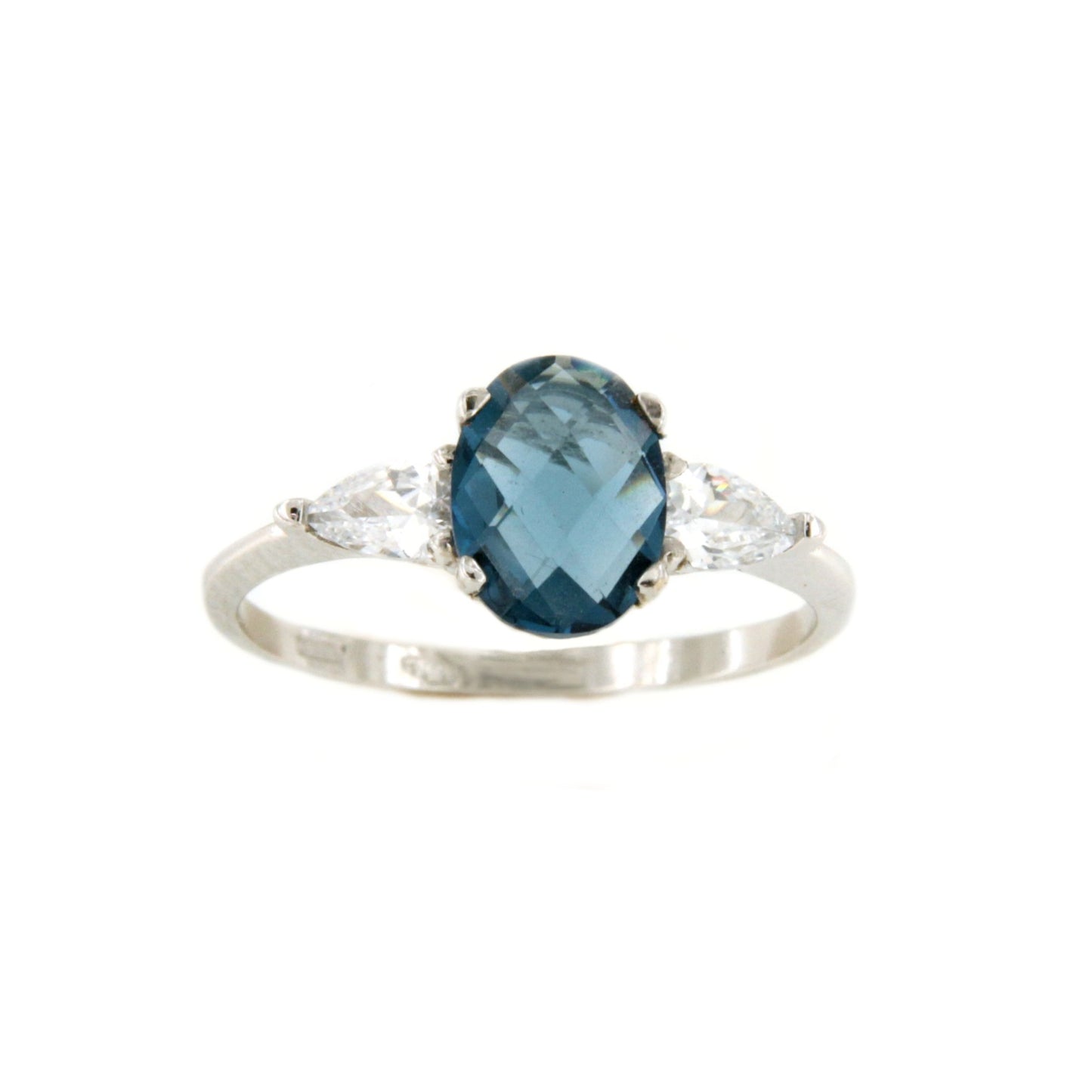 Anillo ATLANTIS en oro blanco de 18 kilates con circonitas y London Blue