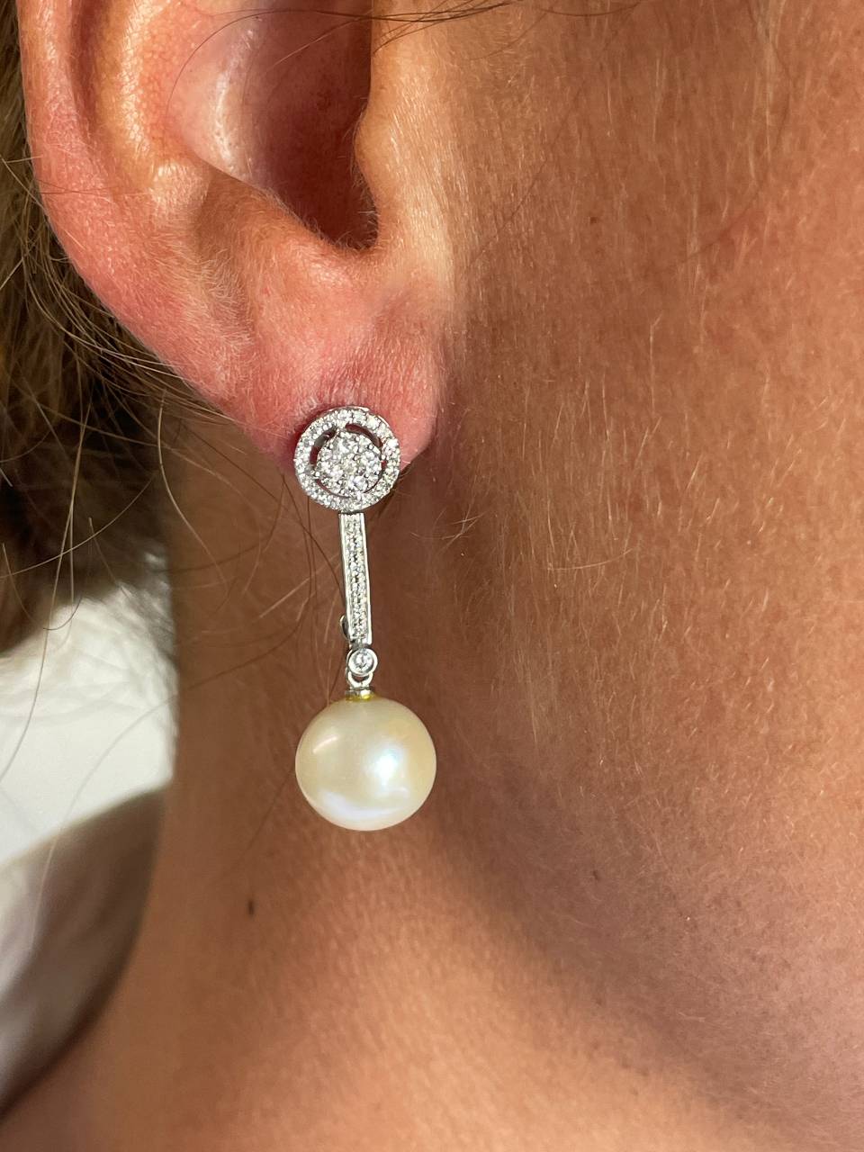 Pendiente GINES desmontables en oro blanco 18 ktes con brillantes