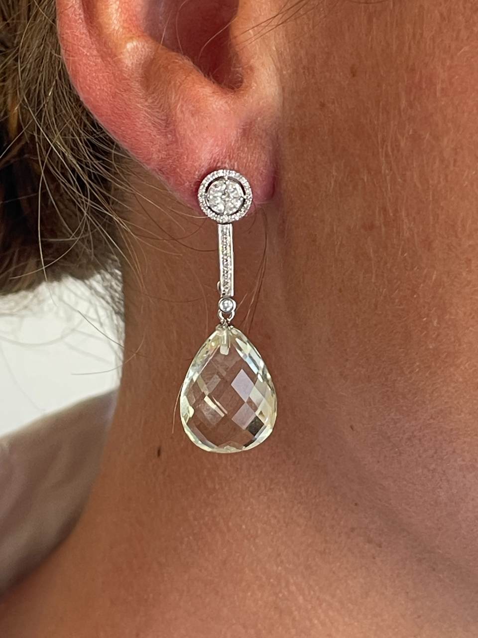 BRENES detachable earrings in 18k white gold with diamonds