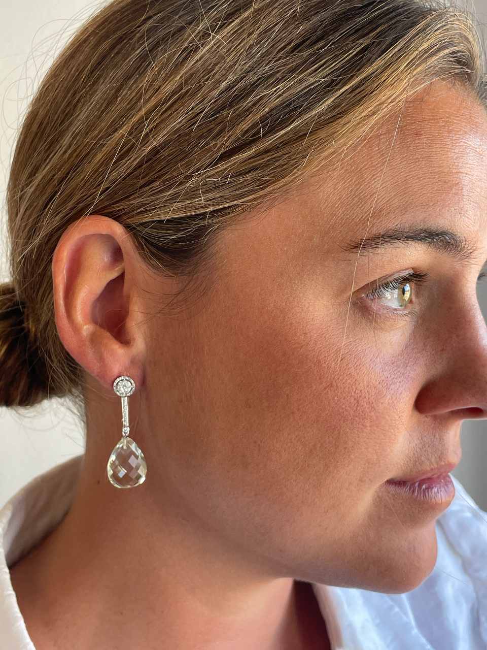 BRENES detachable earrings in 18k white gold with diamonds