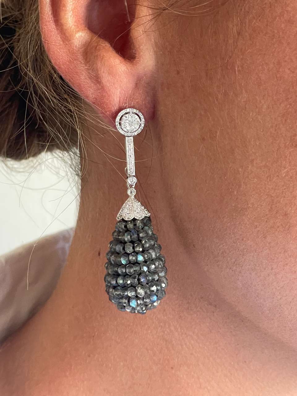BRENES detachable earrings in 18k white gold with diamonds