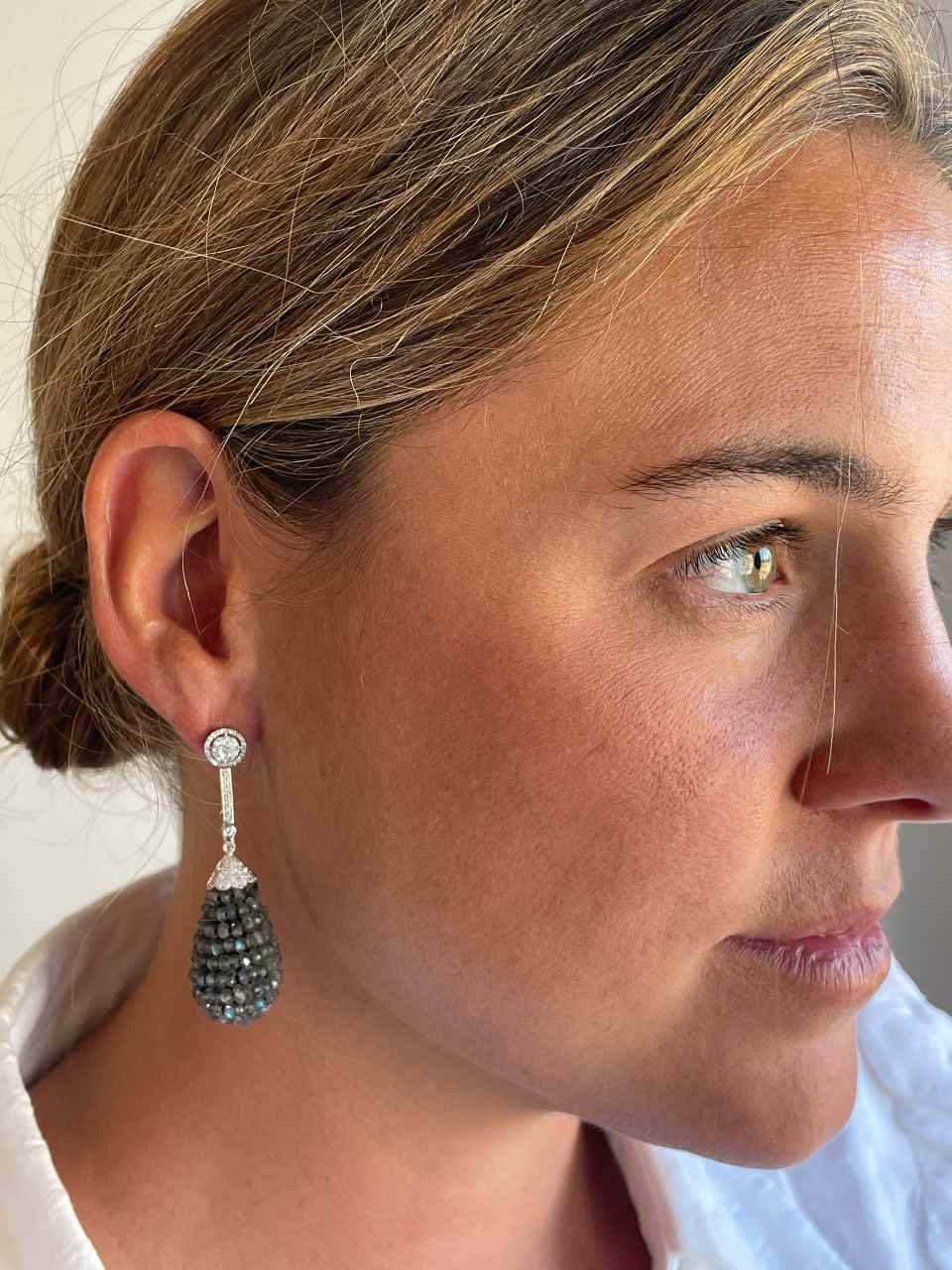 BRENES detachable earrings in 18k white gold with diamonds