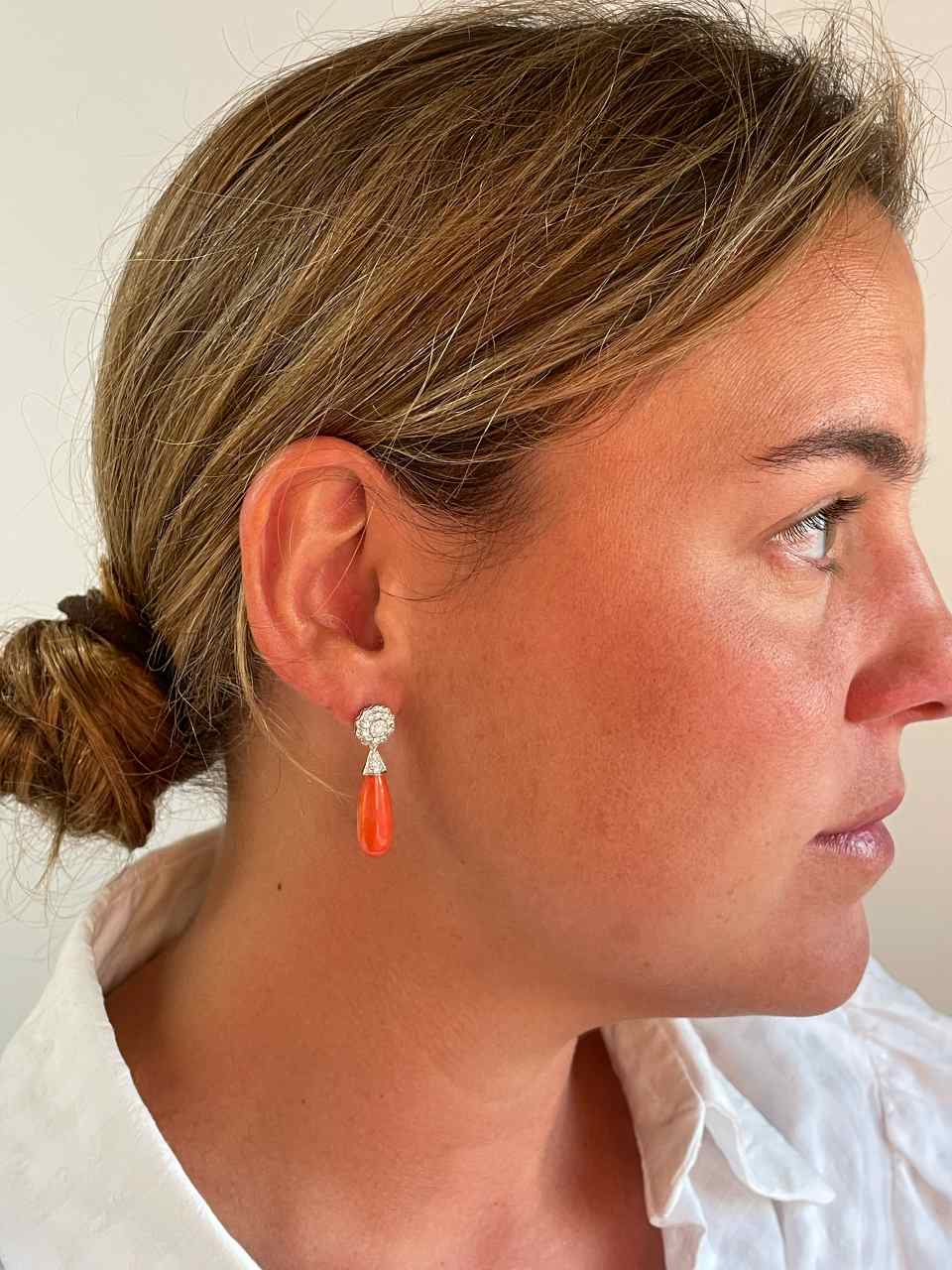 MOGUER detachable earrings in 18k white gold with diamonds