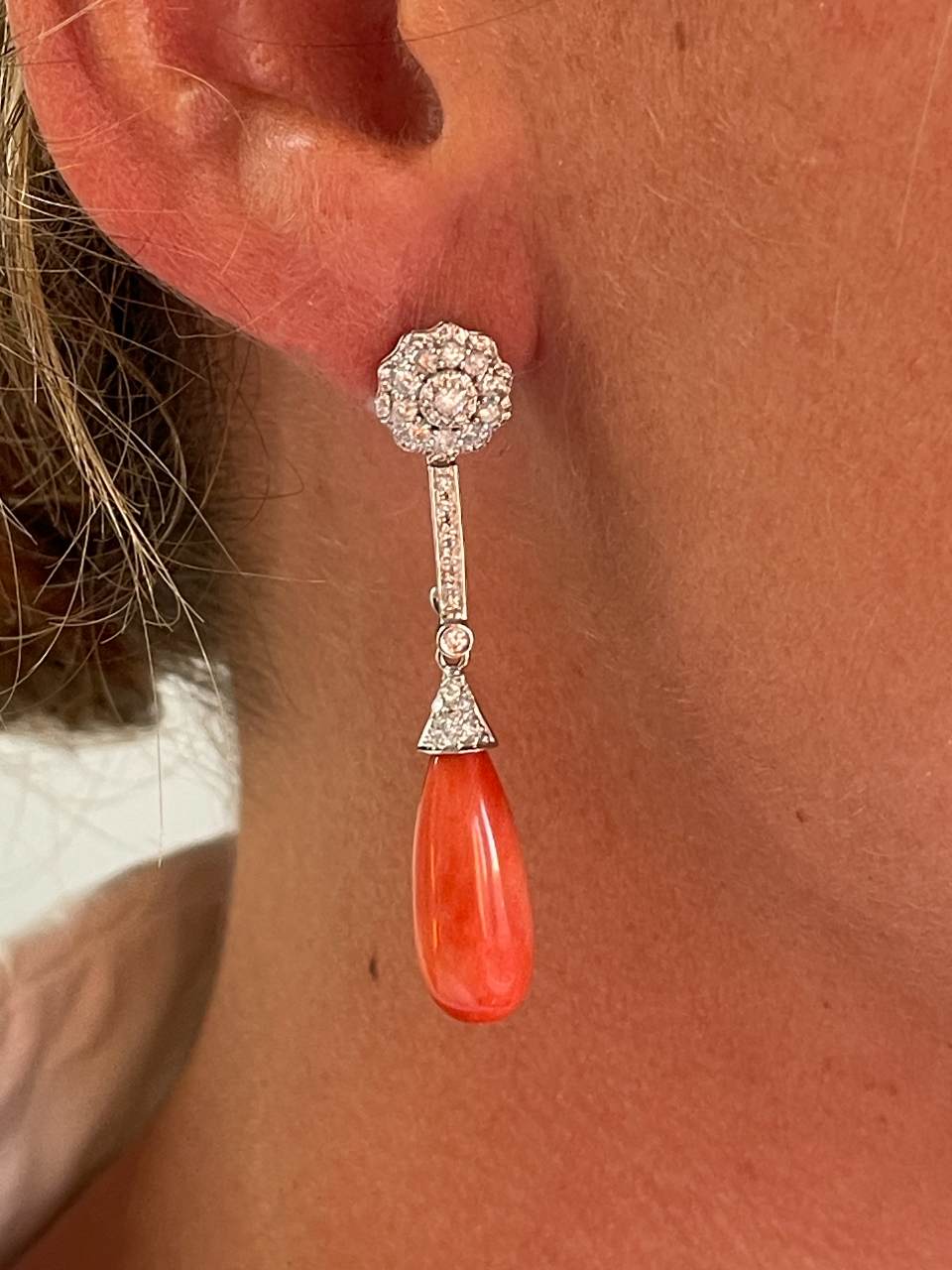 MOGUER detachable earrings in 18k white gold with diamonds