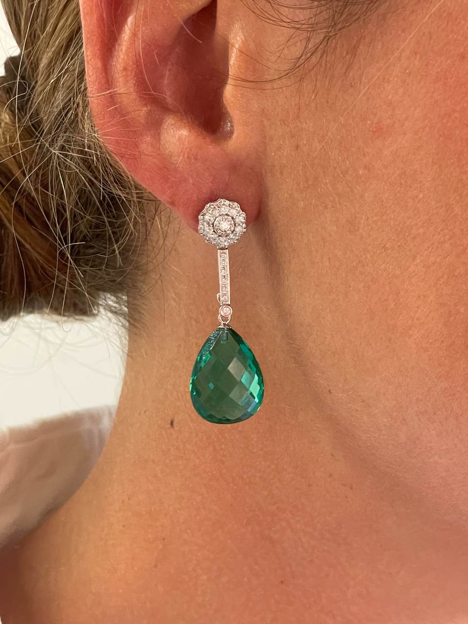 MOGUER detachable earrings in 18k white gold with diamonds