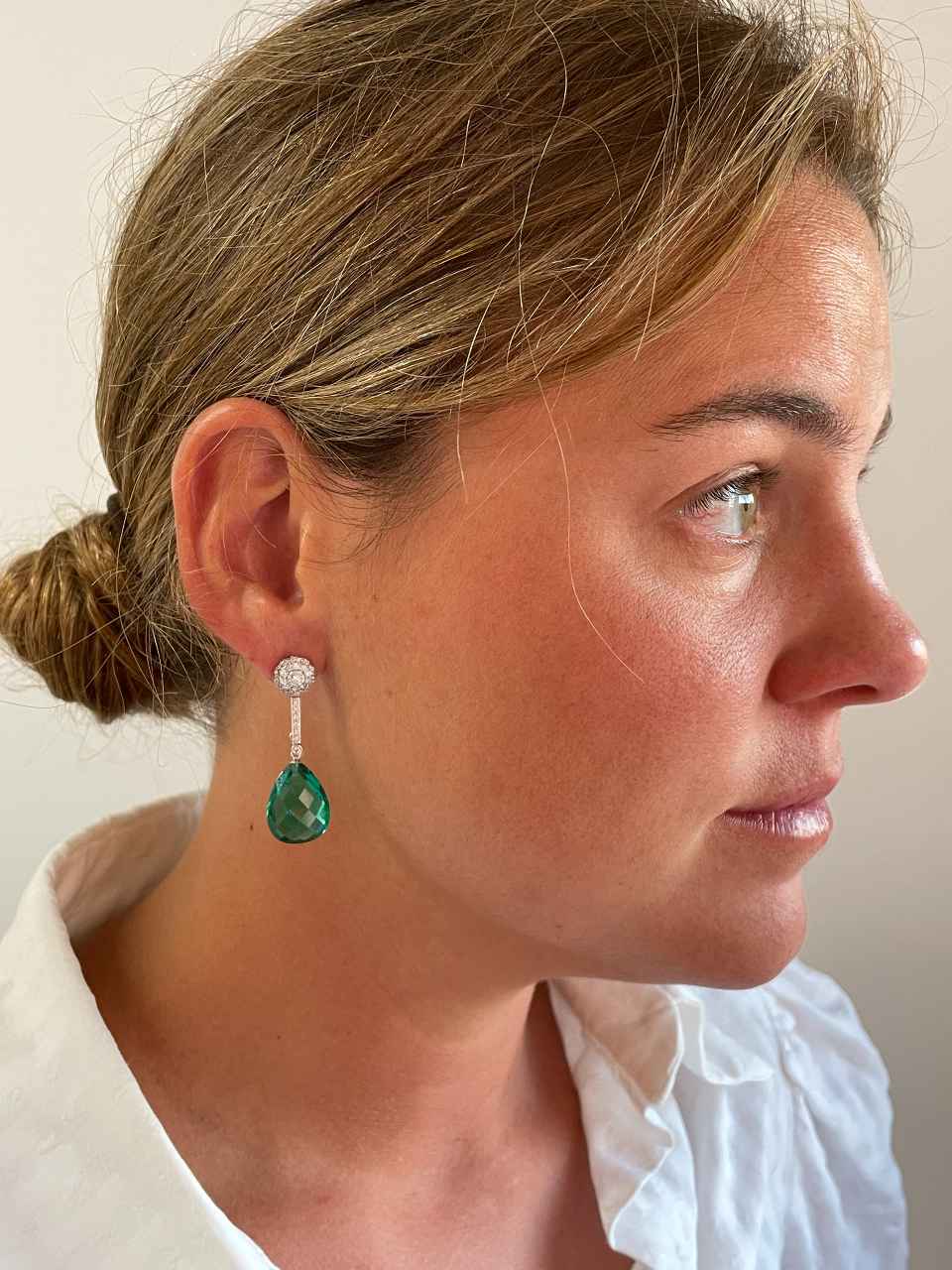 MOGUER detachable earrings in 18k white gold with diamonds