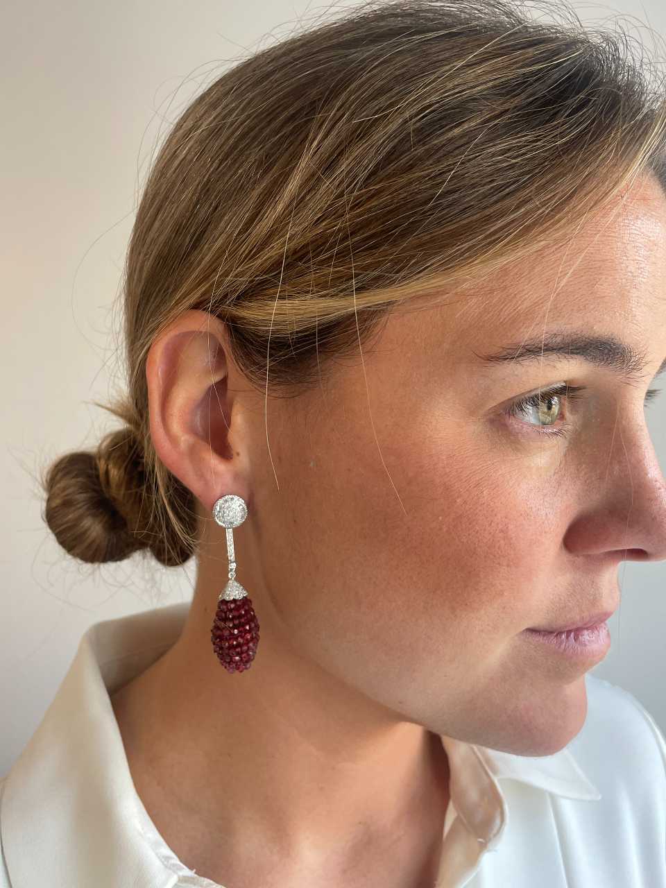 CARMINA detachable earrings in 18k white gold with diamonds