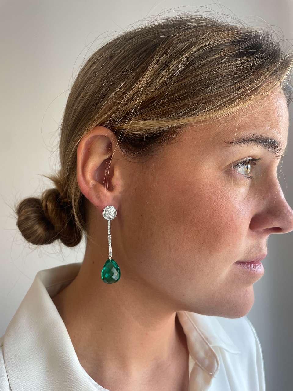 CARMINA detachable earrings in 18k white gold with diamonds