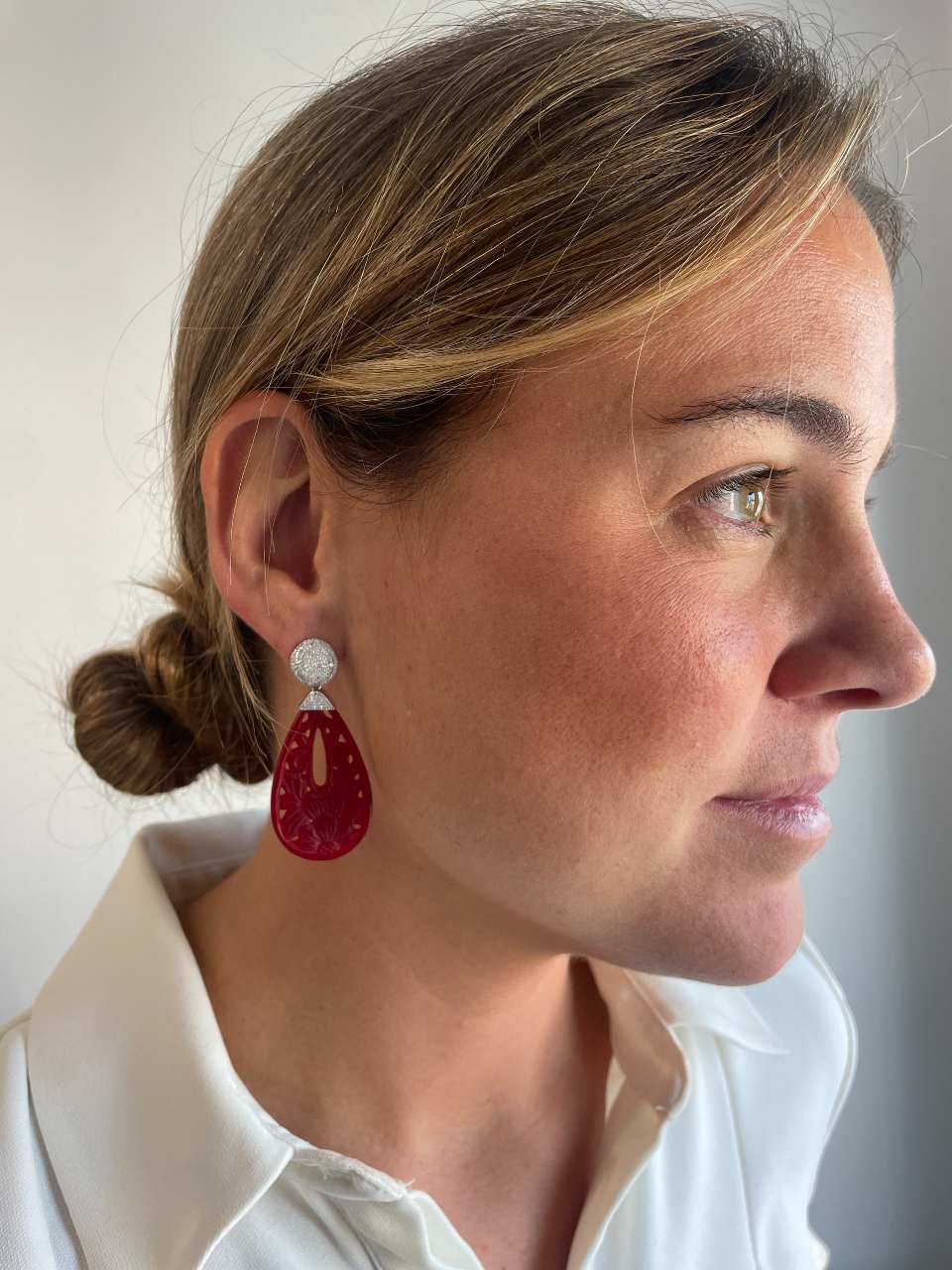 CARMINA detachable earrings in 18k white gold with diamonds