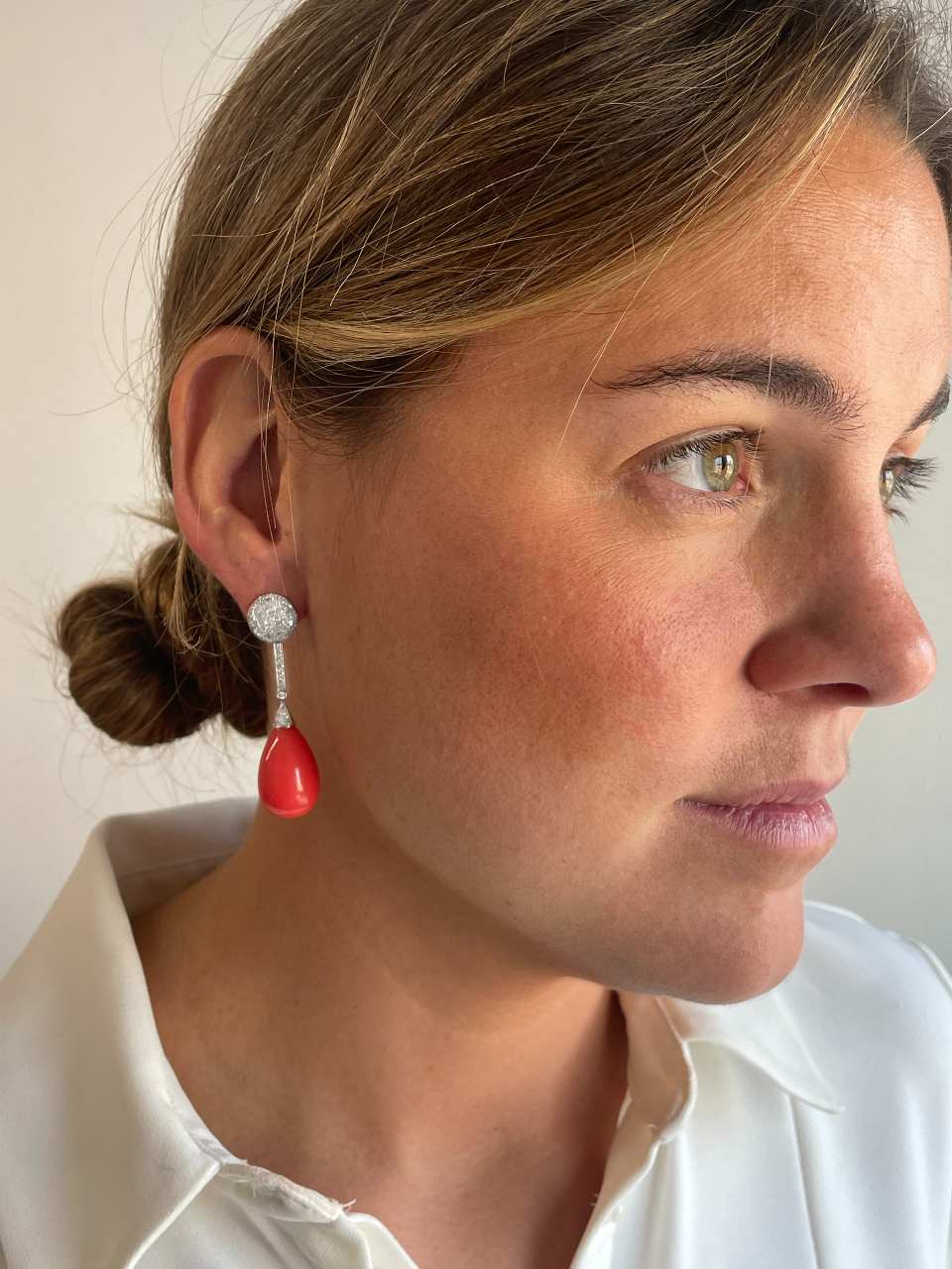 CARMINA detachable earrings in 18k white gold with diamonds