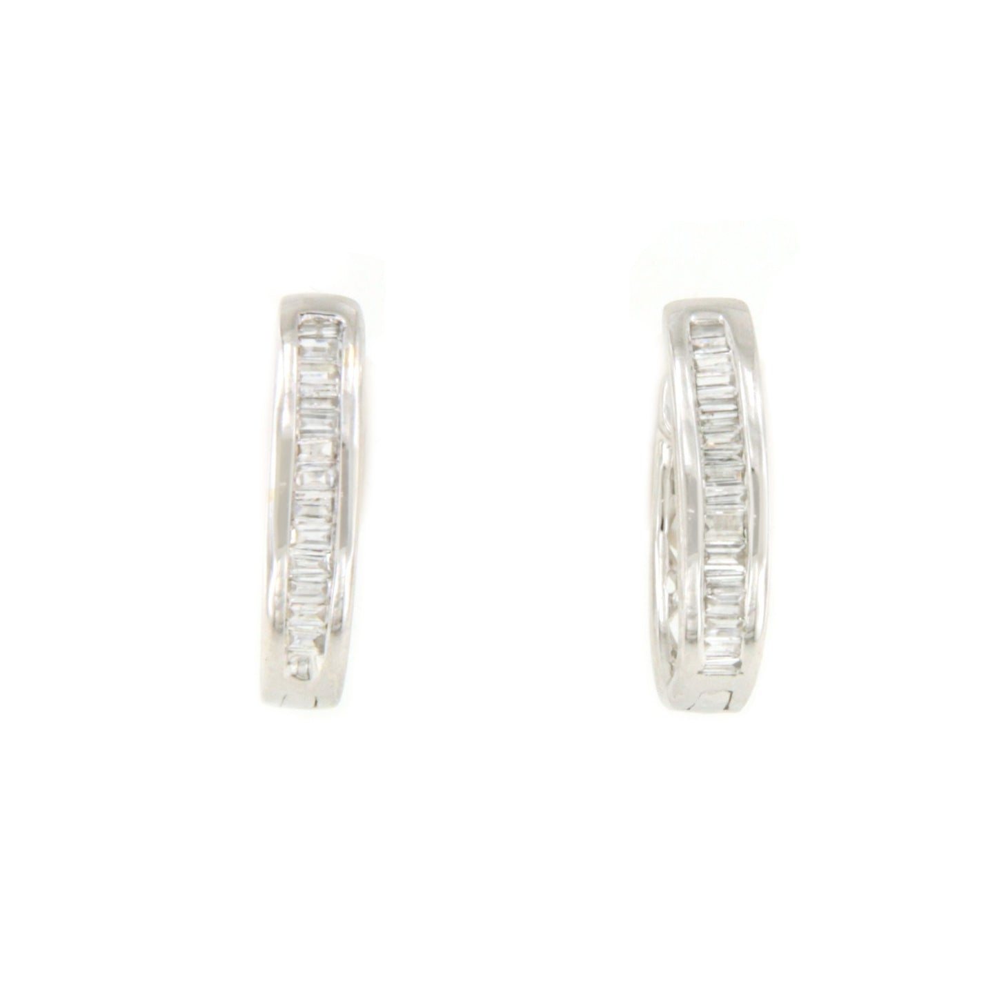 SANLUCAR earring, small baguette hoop in 18k white gold