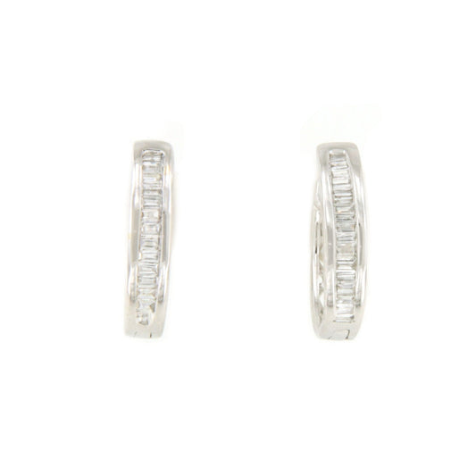 SANLUCAR earring, small baguette hoop in 18k white gold