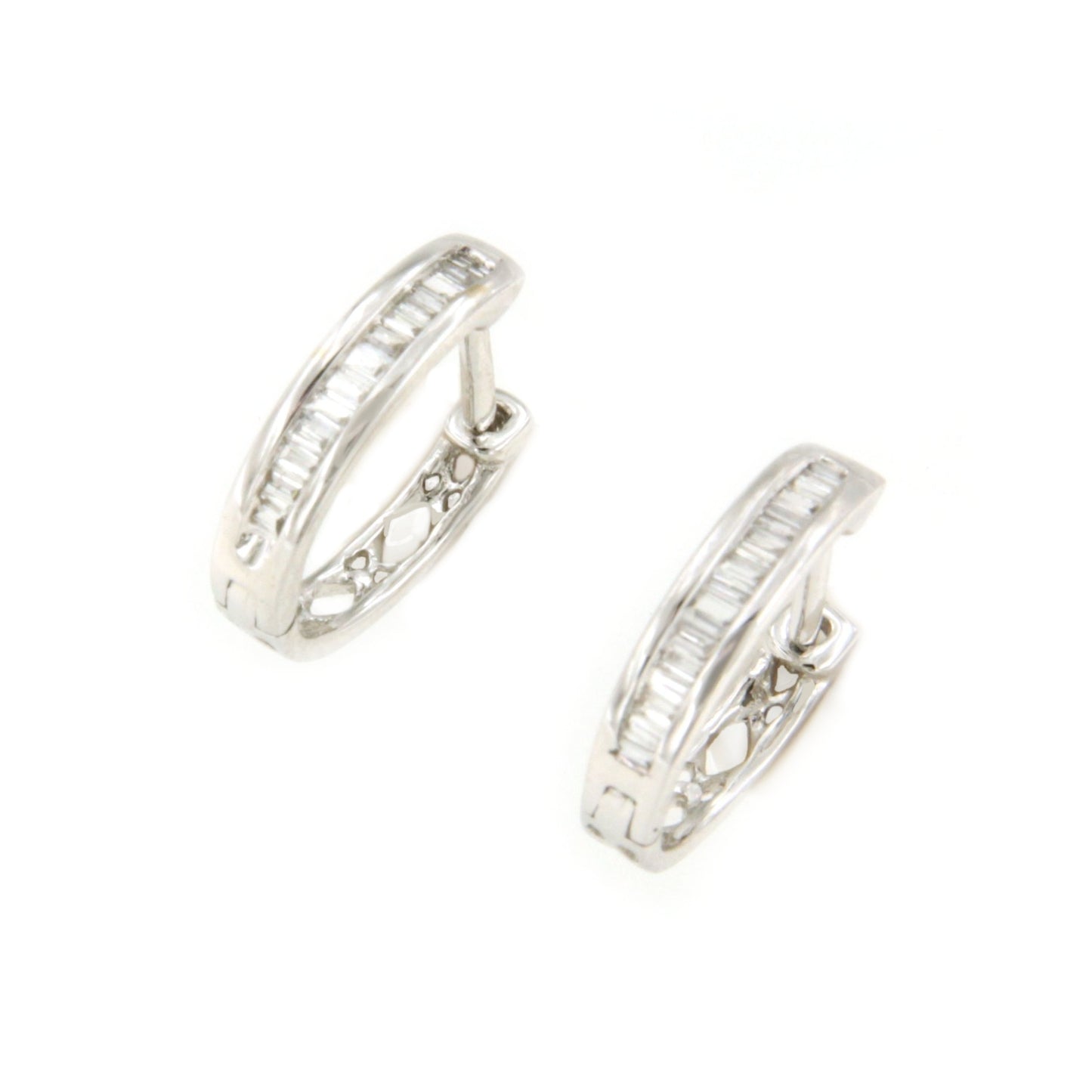 SANLUCAR earring, small baguette hoop in 18k white gold