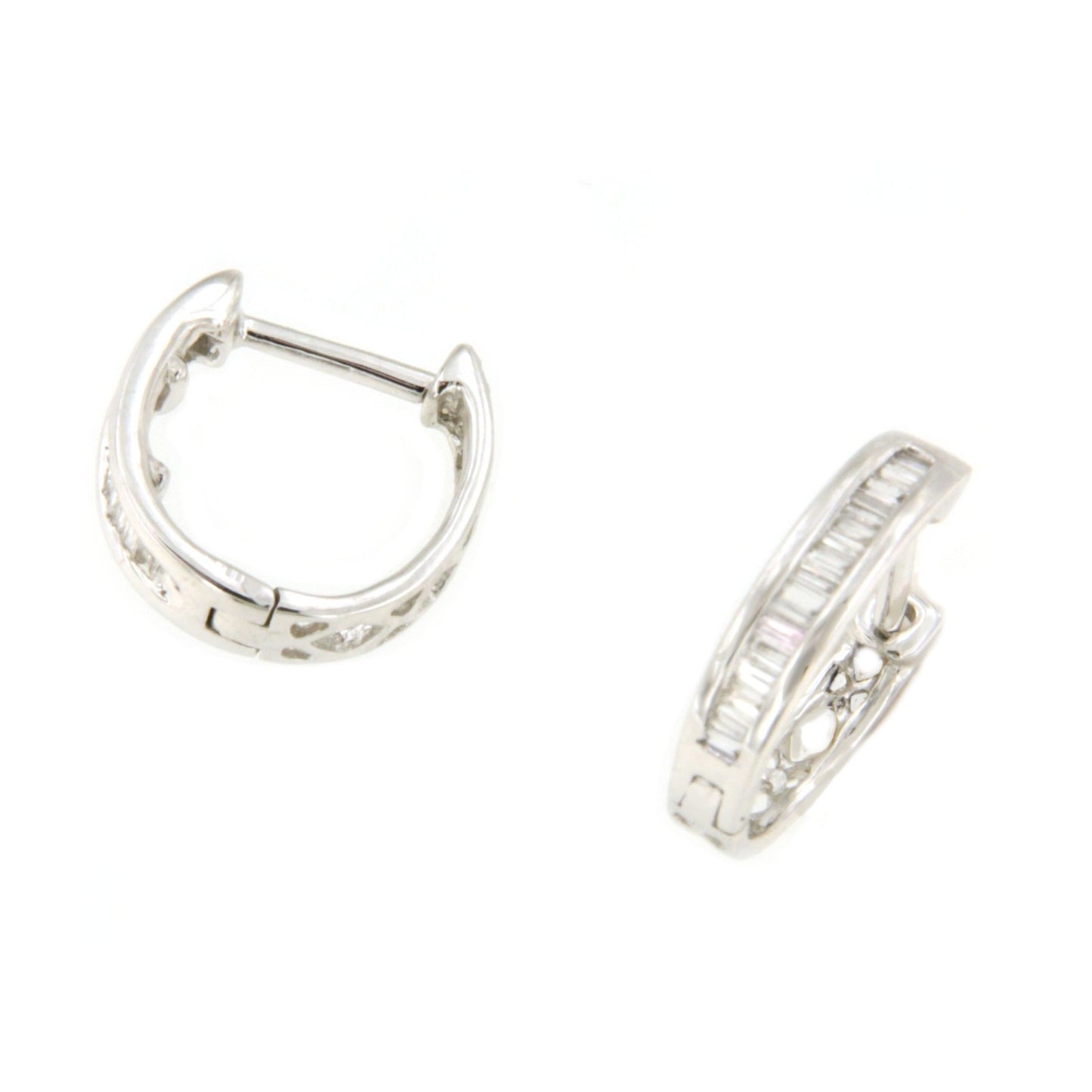 SANLUCAR earring, small baguette hoop in 18k white gold