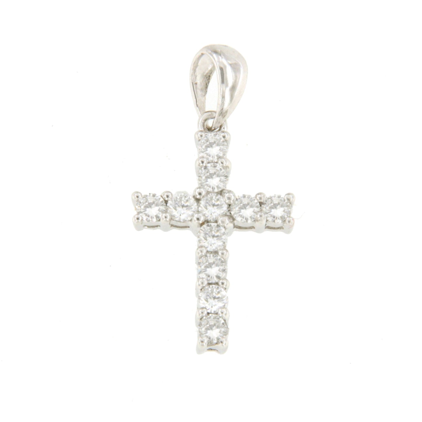 UTRERA cross in 18k white gold with diamonds in claws.