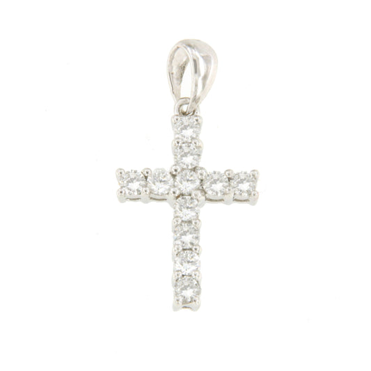 UTRERA cross in 18k white gold with diamonds in claws.