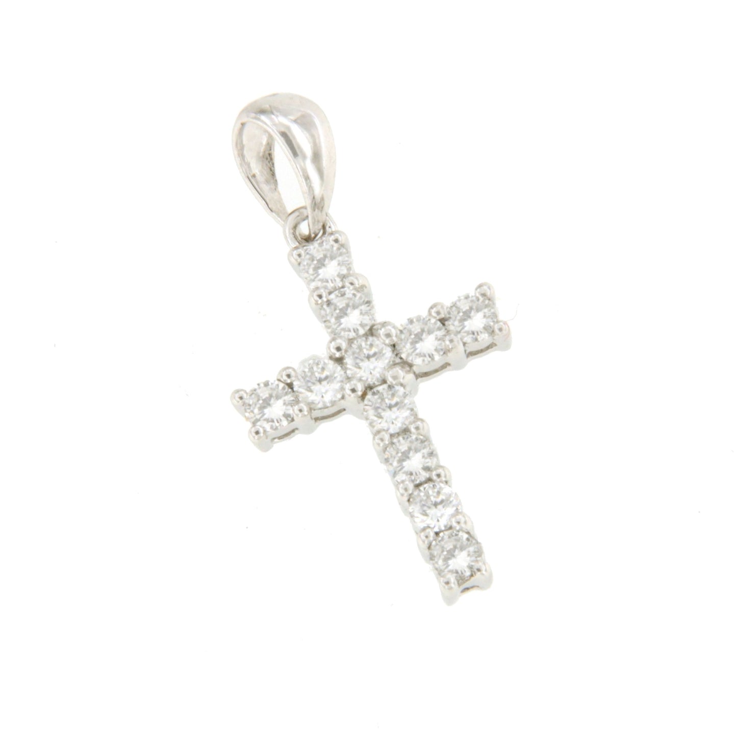 UTRERA cross in 18k white gold with diamonds in claws.