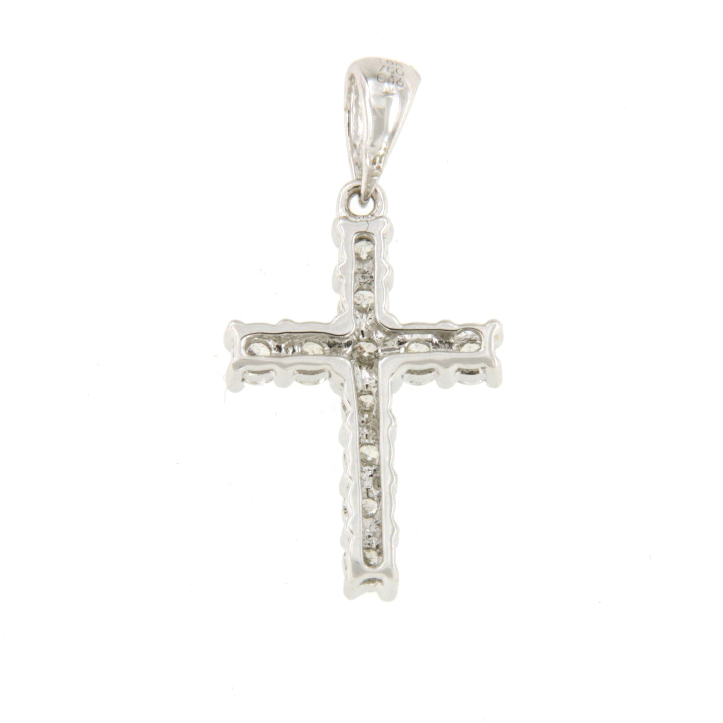 UTRERA cross in 18k white gold with diamonds in claws.