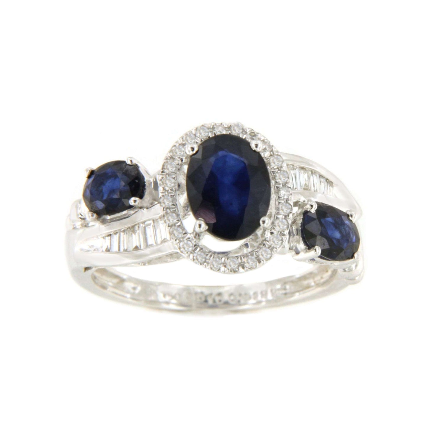 CAMAS ring in 18k white gold with sapphires and diamonds.