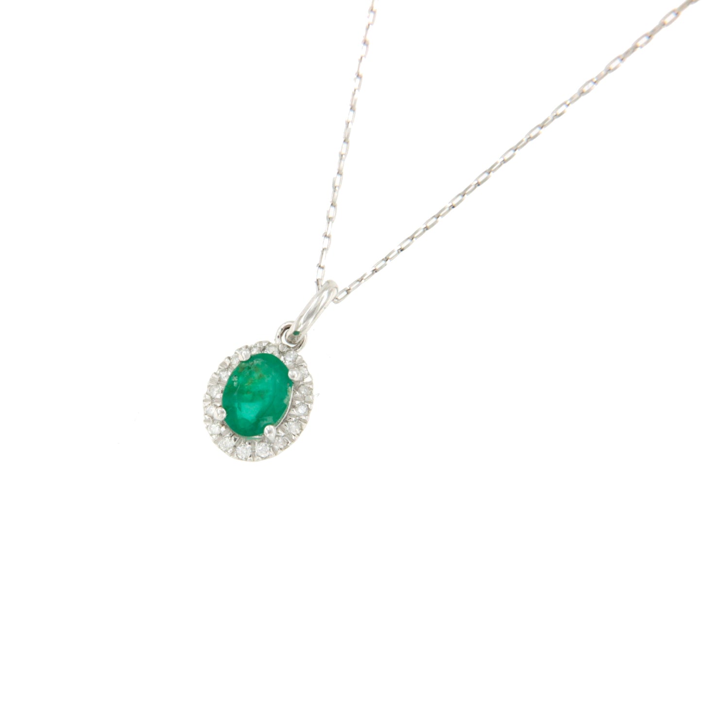 Gargantilla SALAK con colgante oro blanco 18 ktes brillantes y esmeralda.