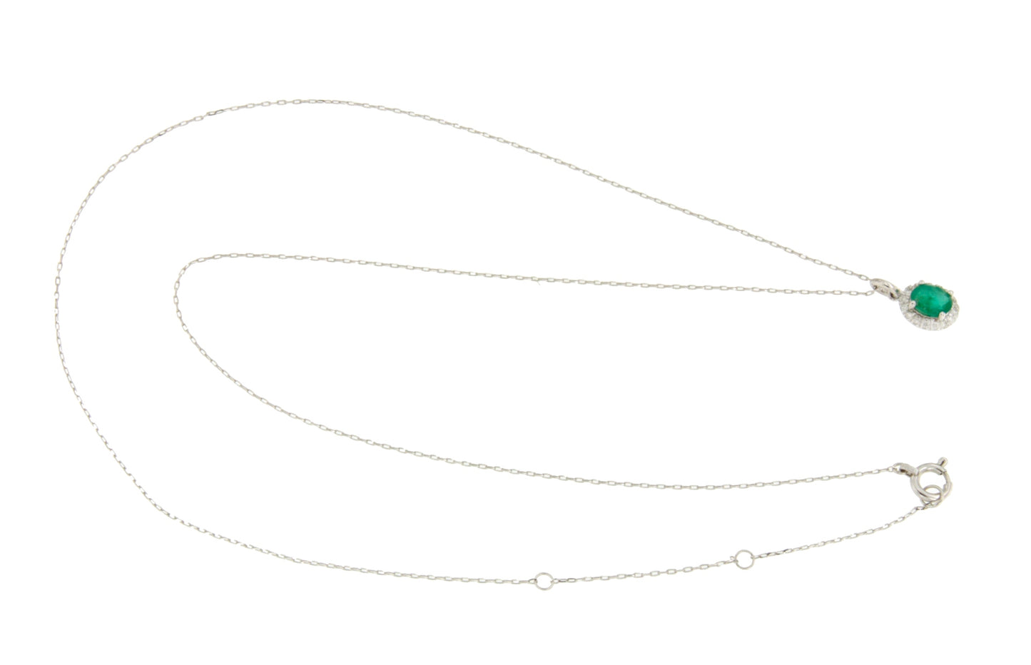 Gargantilla SALAK con colgante oro blanco 18 ktes brillantes y esmeralda.