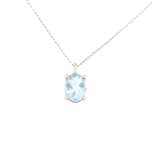 ENDRINA choker with 18k white gold pendant and aquamarine
