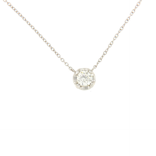 Rowan chain with solitaire diamond pendant in 18k white gold