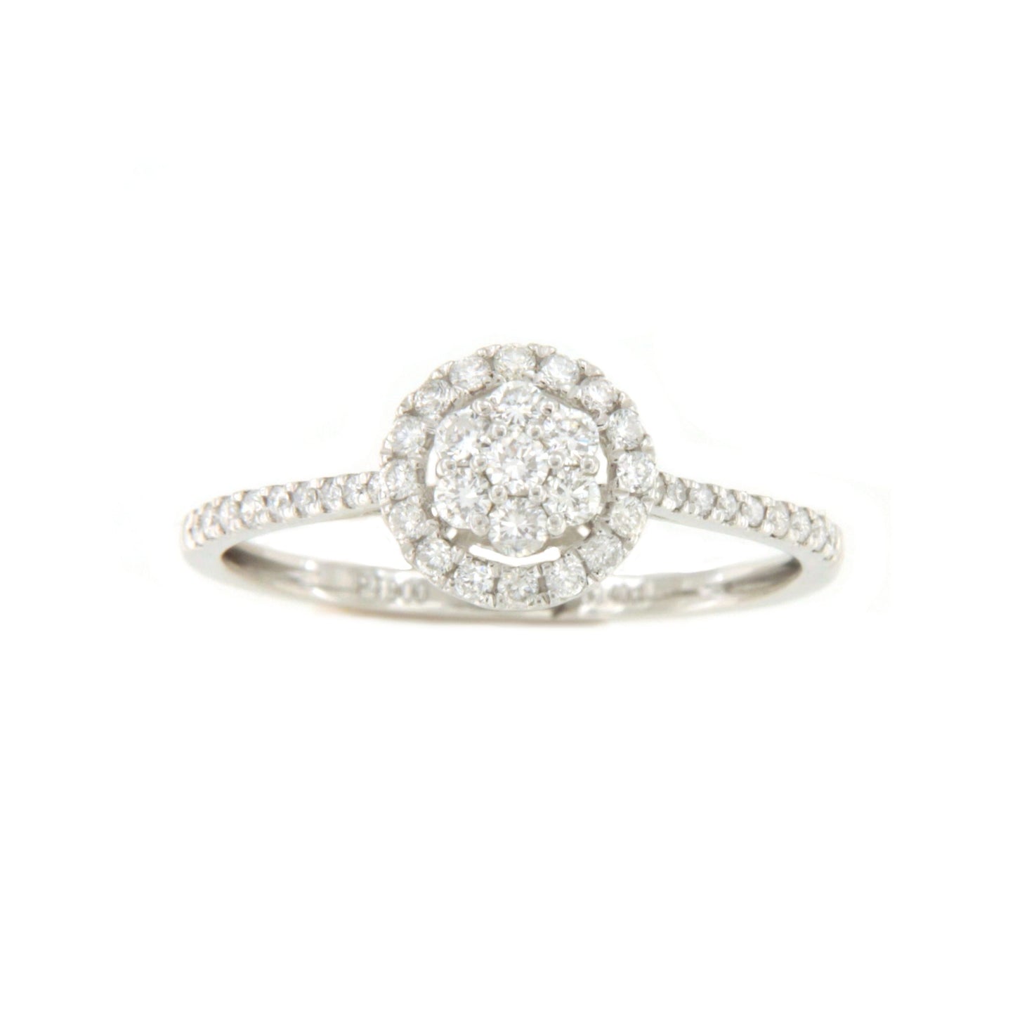 Anillo ARANDANO roseta con brillantes en oro blanco de 18 kilates