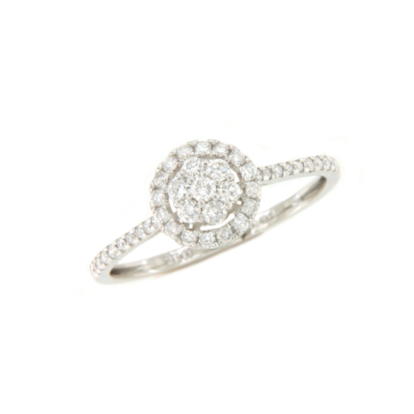 Anillo ARANDANO roseta con brillantes en oro blanco de 18 kilates