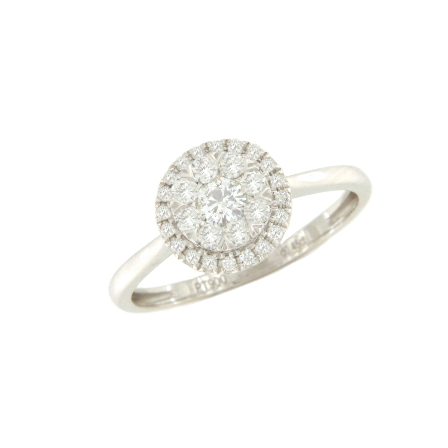 Anillo ACAI roseta y orla con brillantes en oro blanco de 18 kilates