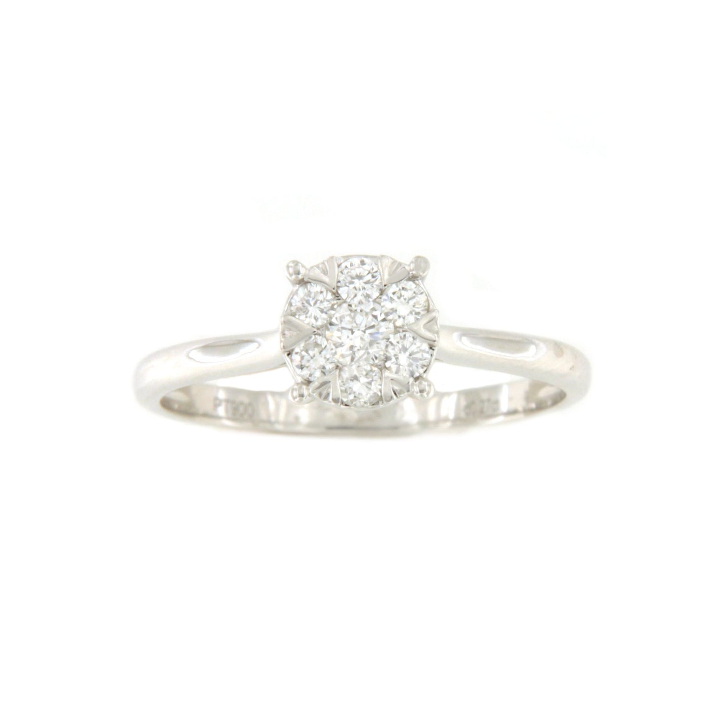 Anillo TEJOCOTE roseta con brillantes sobre 4 garras en oro blanco de 18 ktes