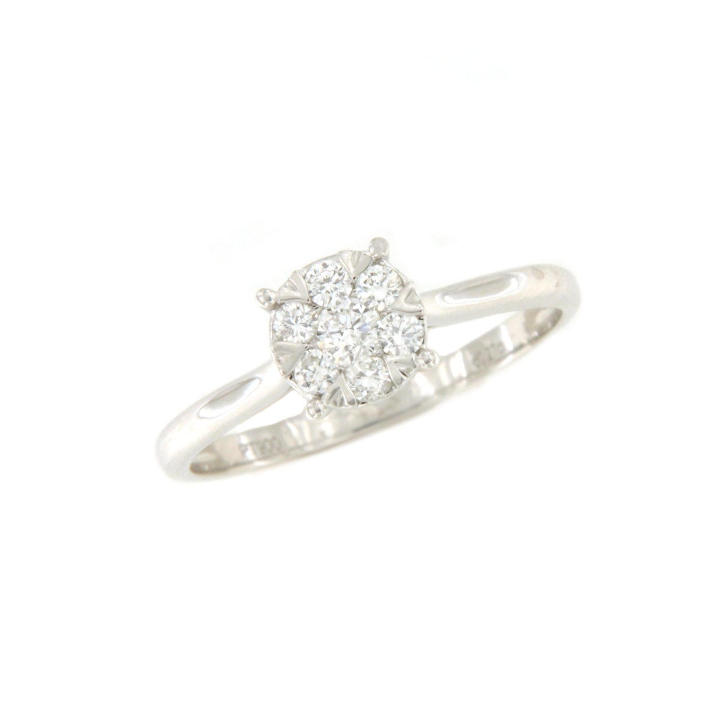 Anillo TEJOCOTE roseta con brillantes sobre 4 garras en oro blanco de 18 ktes