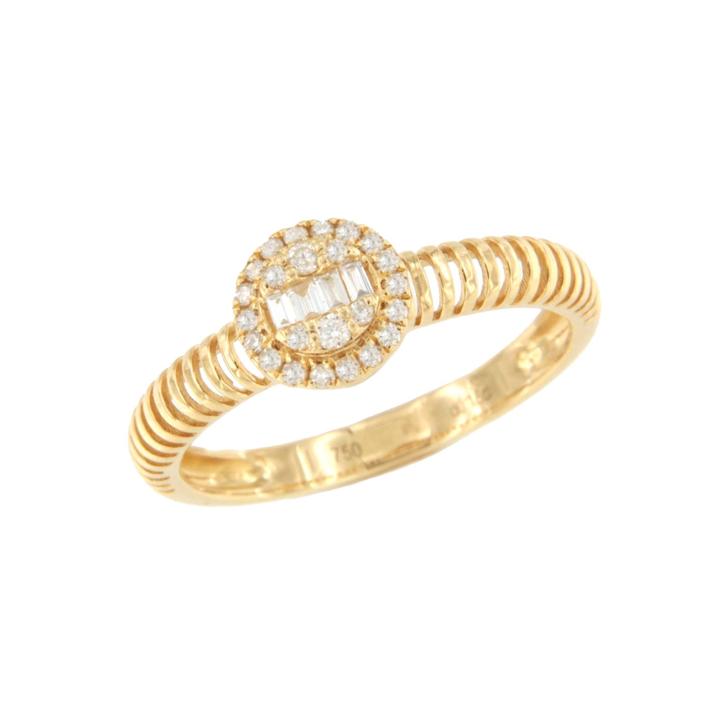Anillo ZAPOTE centro con diamantes en oro amarillo de 18 kilates