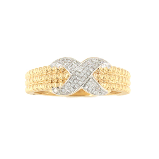GUINDA ring with diamond center in 18k white and yellow gold.