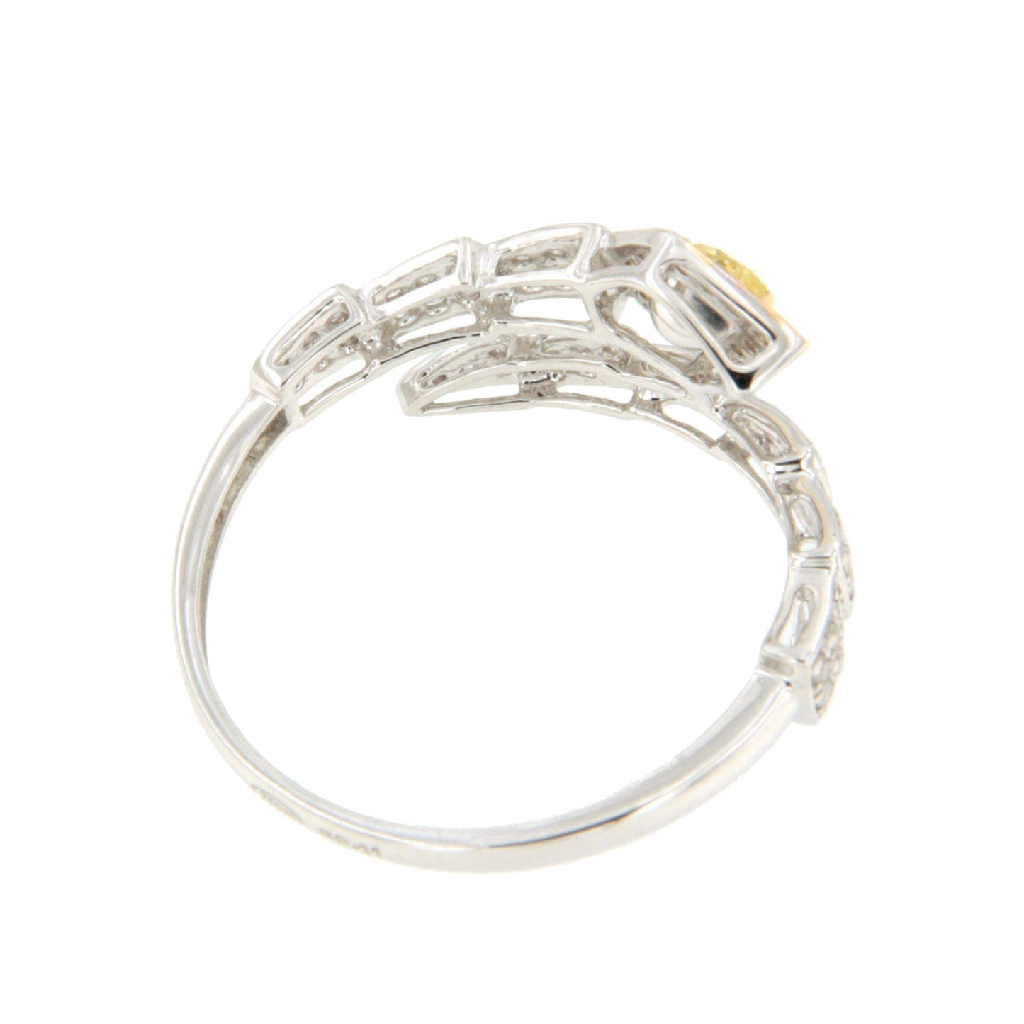 Anillo BAYA serpiente en oro blanco 18 ktes con brillantes blanco y amarillos
