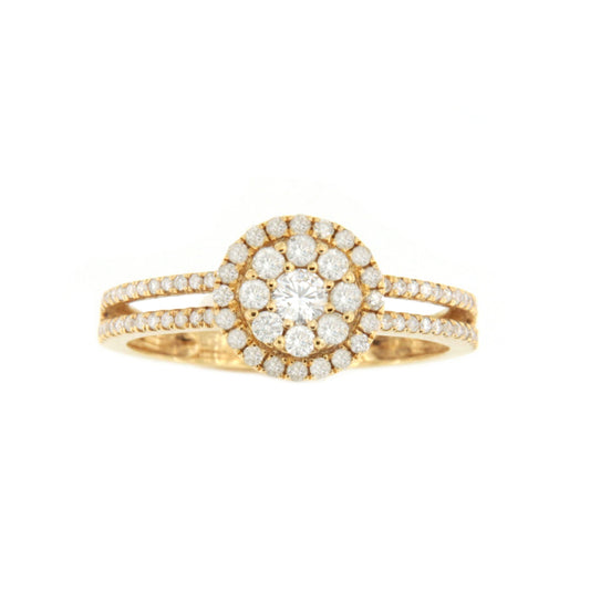 MARULA rosette ring with diamonds in 18-karat yellow gold