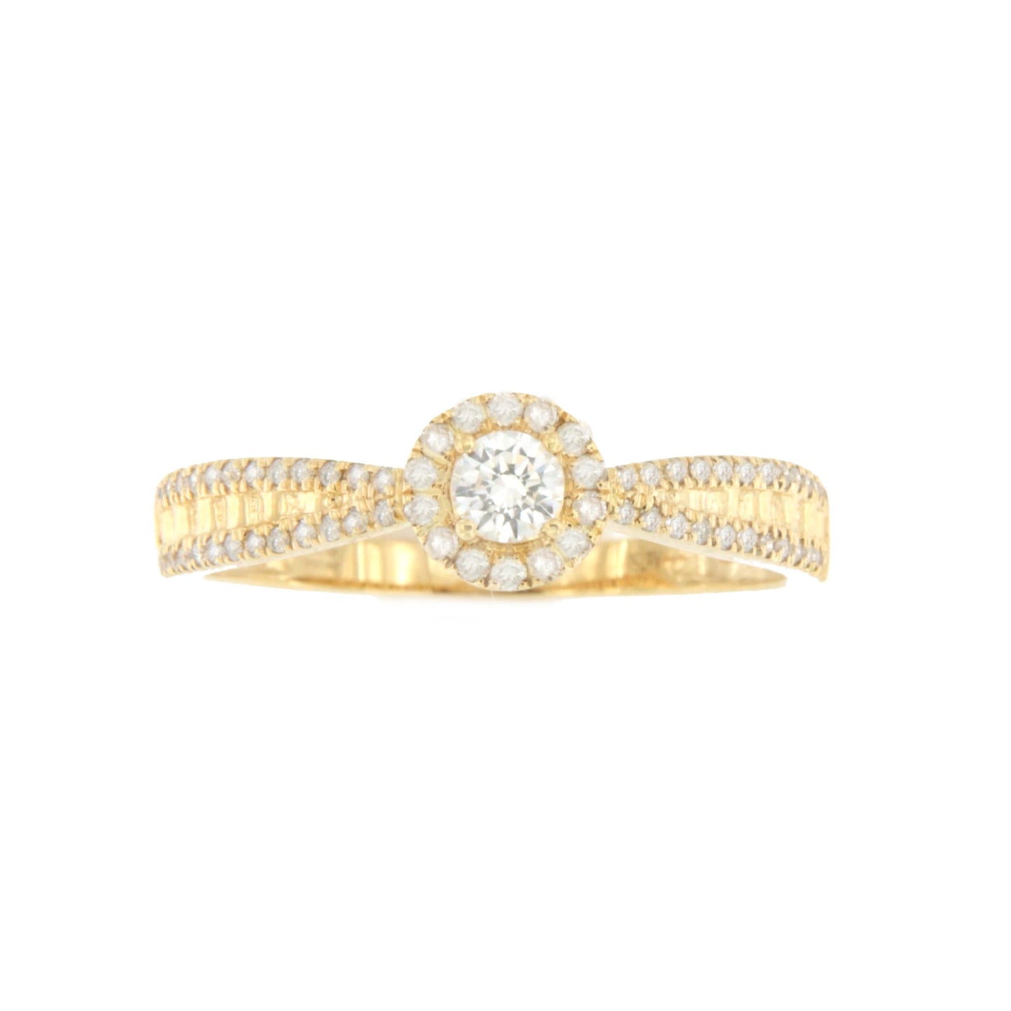 Anillo NANCE solitario con diamantes en oro amarillo de 18 kilates
