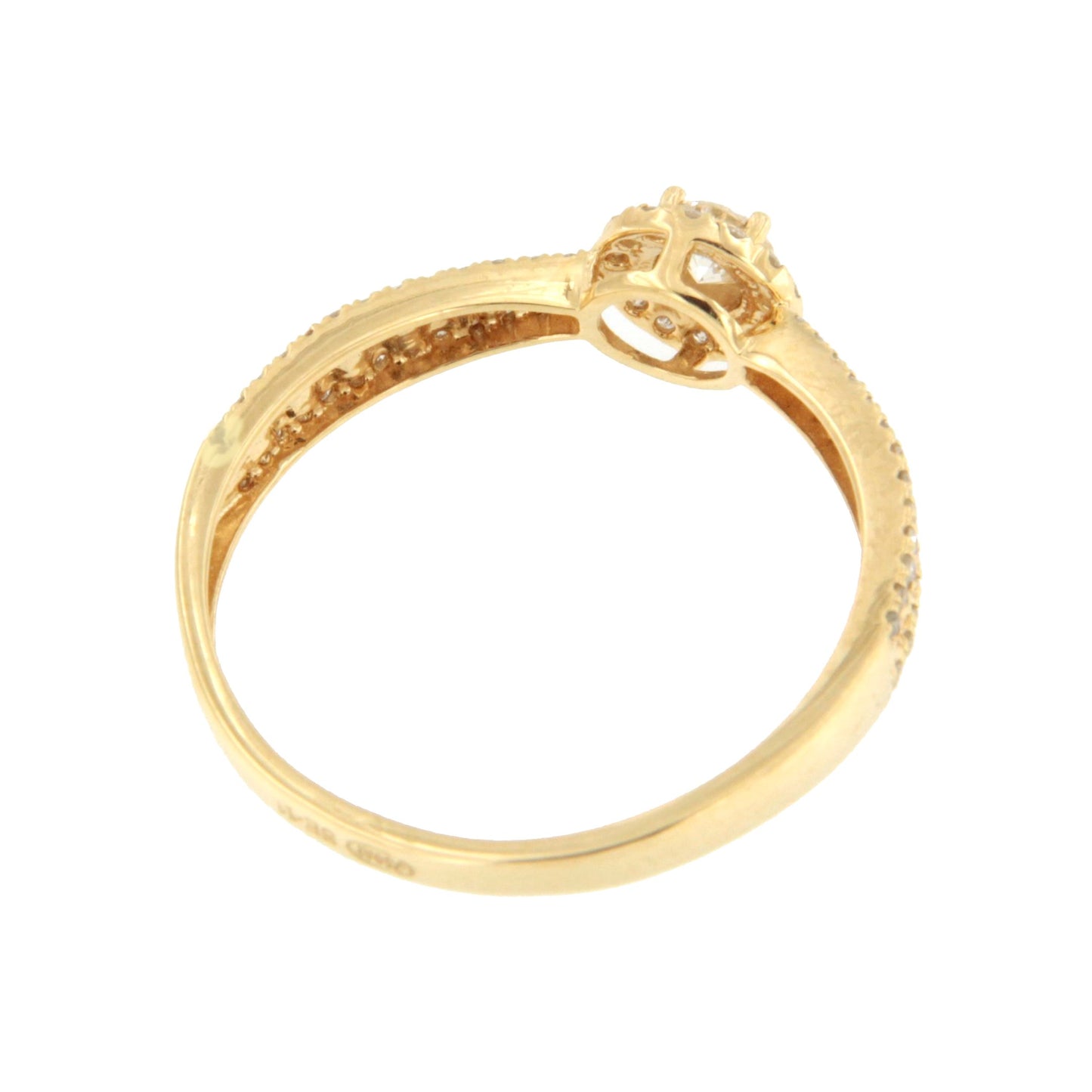 Anillo NANCE solitario con diamantes en oro amarillo de 18 kilates