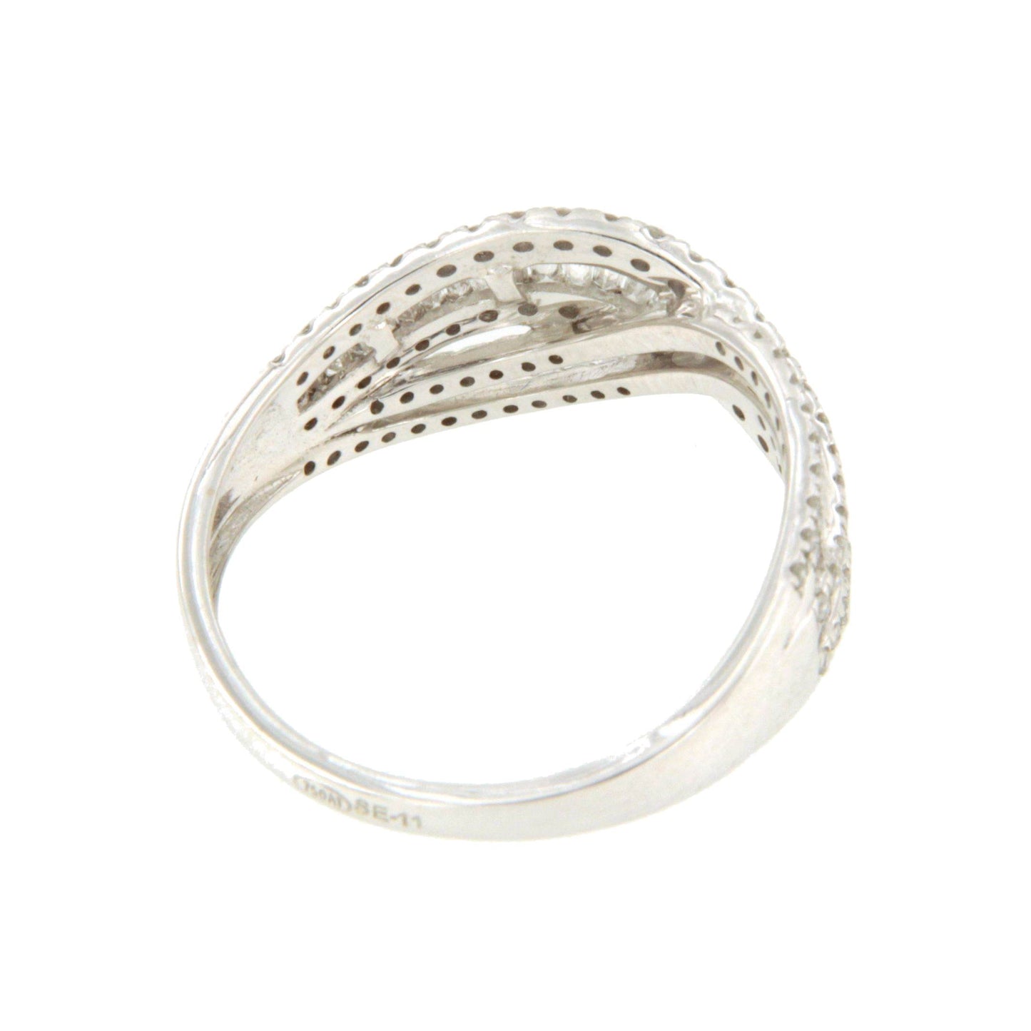 Anillo UCHUVA alianzas baguettes y brillantes en oro blanco 18 ktes