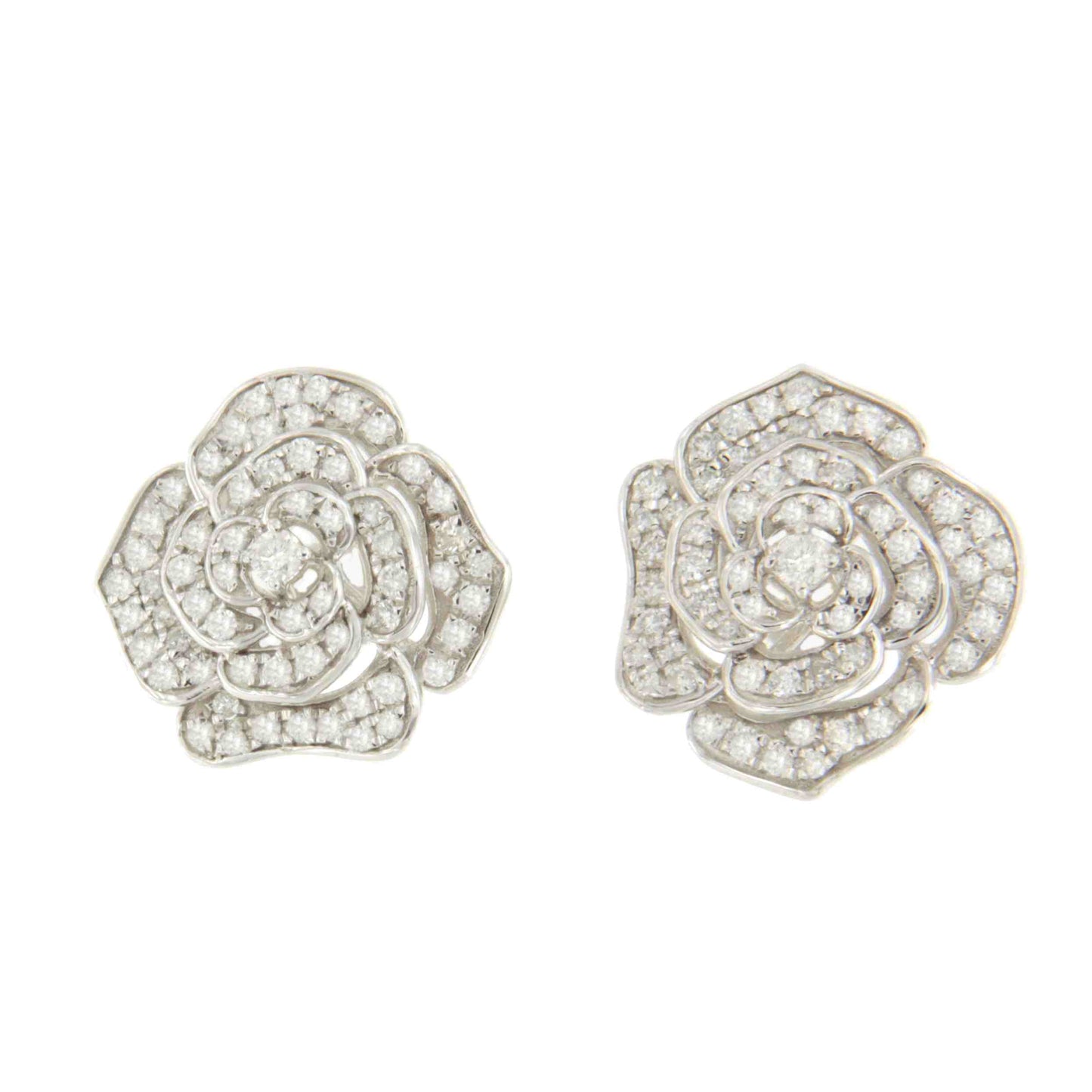 Pendientes PIÑA flor en oro blanco de 18 kilates con diamantes talla brillante