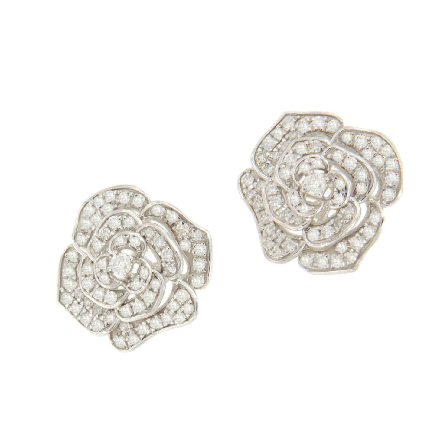 Pendientes PIÑA flor en oro blanco de 18 kilates con diamantes talla brillante